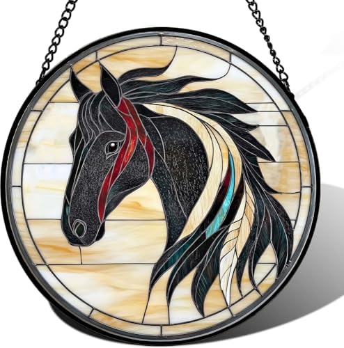 9.84 Inch Horse Stained Glass Window Hanging Sun Catcher for Door Garden Home Horse Decor Suncatcher Father's Day Mother's Day Birthday Gifts for Women Men Mom Nana by Unknown