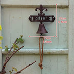 Japanese Style Cast Iron Doorbell, Wall Hanging Dinner Bell Welcome Door Bells for Indoor Outdoor Garden Fence Porch, Wall Decor Bell 21 × 23cm - Image 3