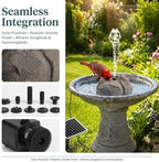 Solar Rock Fountain for Bird Bath, Realistic Granite Rock Solar Bird Bath Fountain, Outdoor Water Pump with Nozzles Stone Resin Bubbler for Garden Pond Patio Yard Decor (White) - Image 3