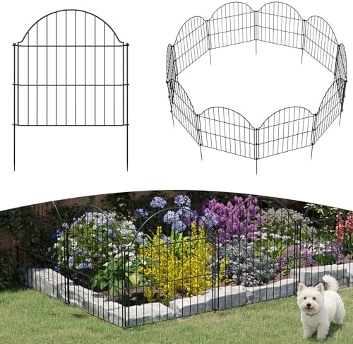 Garden Fence Panels, 24in H x 19.36ft L, 10 Panels Rust-Resistant Decorative Garden Fence, No Dig Small Garden Fence, Animal Barrier Fence for Garden Yard Flower Bed Patio Outdoor by Kiplant