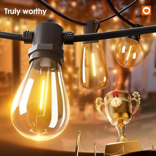 addlon 72FT LED Outdoor String Lights, Waterproof Dimmable Bulbs for Patio - Image 2