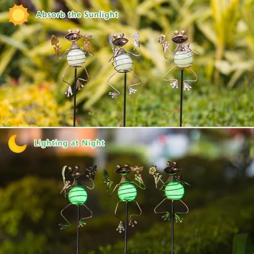 3 Pack Decorative Garden Stakes,Frog Waterproof Metal Spring Decor - Image 4