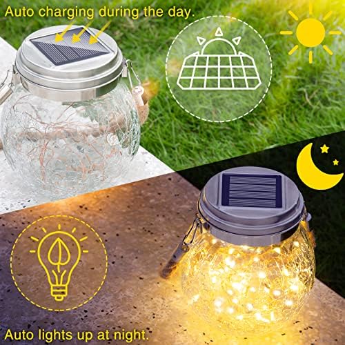 ROSHWEY Solar Lantern, 2 Pack Outdoor Lanterns with 30 LED Waterproof Garden Decor Patio Solar Lights Outdoor Decorative Backyard Outdoor Hanging, Warm Light - Image 4
