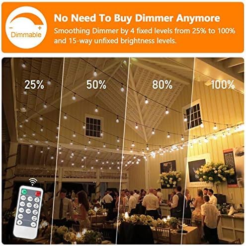Lakumu 2-Pack 3 Color Dimmable LED Outdoor String Lights with Remotes - Image 3