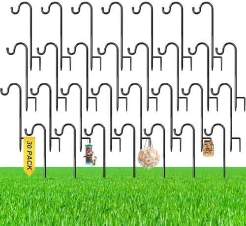 30 Pcs 15 Inch Shepherd Hook for Outdoor Adjustable Bird Feeder Pole by Yetene