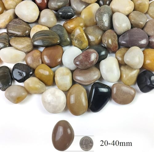 20LB High Polished Colorful River Rocks,1-2.2 Inch Mixed Colorful Pebbles for Garden Landscaping, Decorative Stones for Fish Tank, Vase Filling, Outdoor Decorative River Rocks - Image 2
