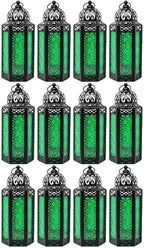 Vela Lanterns Decorative Indoor Moroccan Candle Holder, Green, M, 12-Pack by VelaCandleLanterns