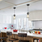 Glass Mason Jar Light Fixtures, 1-Light Kitchen Island Lighting, Farmhouse Pendant Lights Kitchen Island, Adjustable Black Hanging Lights for Kitchen Over Sink Dining Room - Image 2