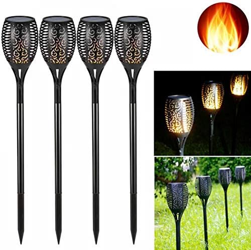 Solar Light 4 Pack Waterproof Flickering Flames Torches Lights Outdoor Landscape Decoration Lighting Solar Spotlights Security Torch Light for Garden Patio Yard Driveway (4Pack, Upgrade 33LED) - Image 2