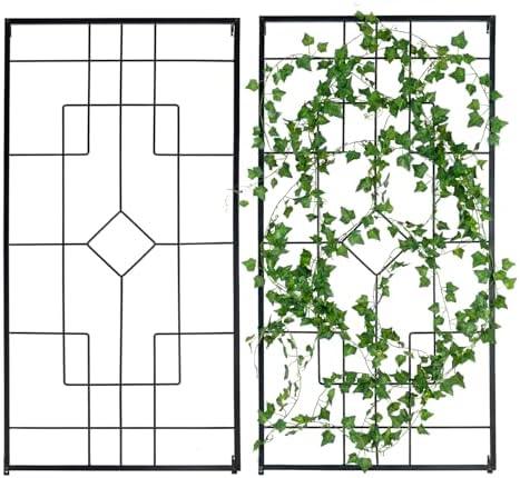 MyGift 3.9 ft Black Metal Wall Garden Trellis, Geometric Plant Support - Image 6