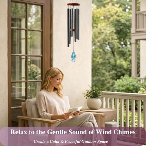 2in1 Design Luxury Beautiful Wind Chimes & Suncatcher, Deep Tone Wind Chime with Sun Catcher Prism for Window Patio Decor Crystal Wind Chimes for Outside Garden Gifts Women Gifts Unisex 32" - Image 5