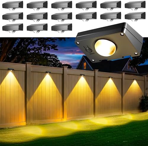 Solar Fence Lights Outdoor Waterproof, Fence Lights Solar Powered 16 Pack by AUDERWIN