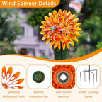 VEWOGARDEN Sunflower Wind Spinner with 6 Blades, Metal Kinetic Wind Spinners Outdoor for Yard, Garden, Lawn Decorations - Image 3