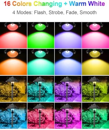 ZUCKEO RGB Color Changing Landscape Lights Low Voltage Pathway Lights 12V 24V Multi-Color LED Landscape Light Kit Waterproof for Yard Garden Path Christmas Decoration(12Pack) - Image 3