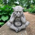 OLOMA Sitting Sad Gargoyle Concrete Garden Statue Gothic Outdoor Sculpture Meditating Beast Figurine Handmade Decor Mythical Creature Lawn Patio Yard Ornament Fantasy Garden Art by OLOMA