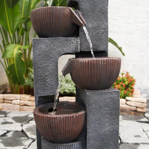 4 Tiered Cascading Outdoor Water Fountain with LED Lights 39.37’’H - Image 3