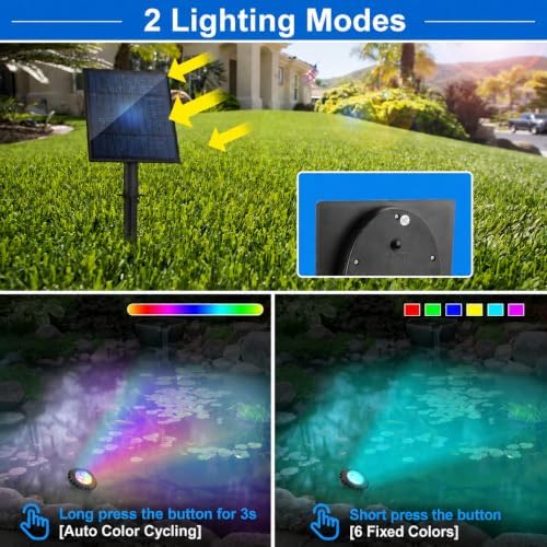 T-SUN Solar Pond Lights RGB, Solar Underwater Pond Lights Color Changing - Image 6