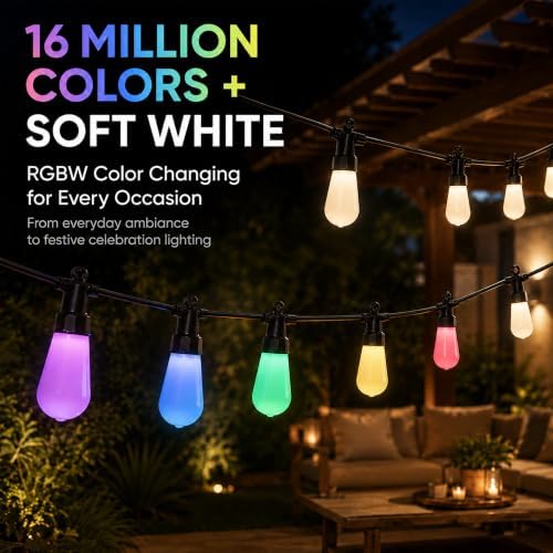 50FT Outdoor String Lights, IP65 Color Changing Patio Lights, App Remote - Image 3