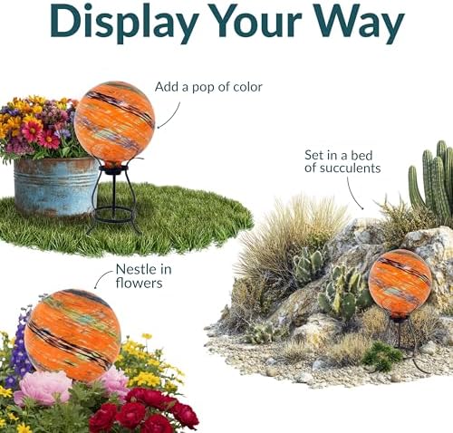 Sunnydaze 10" Glass Gazing Ball for Garden, Globe for Outdoor Display - Image 4