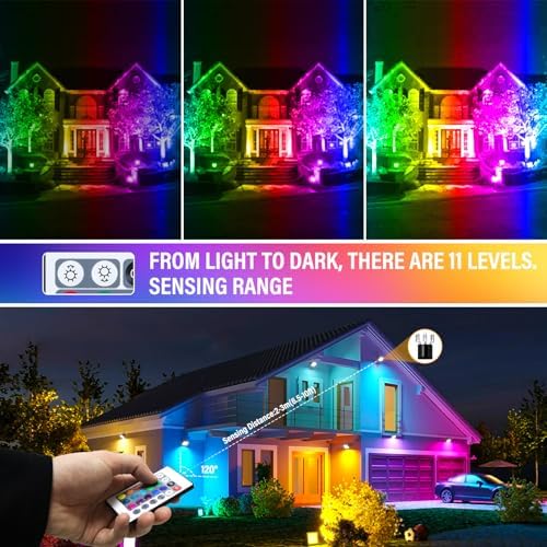 RIGIDON 4 Pack 30W RGB LED Flood Light Outdoor, 16 Colour Changing Light - Image 6