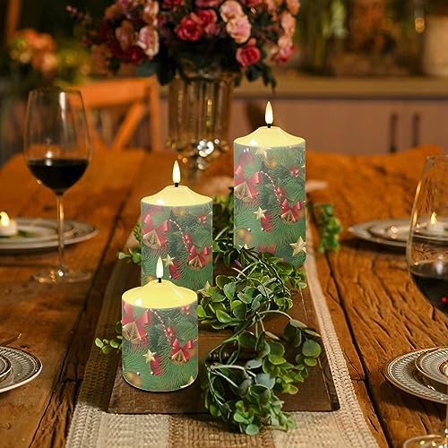 Cozeyat Flameless Candles with Remote Christmas Lights Bowknot Tree Design Electric LED Candles for Indoor Outdoor Christmas Decor Flickering Pillar Tea Lights Battery Operated - Image 4