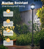 63" Solar Lamp Post Light 2 Pack, Solar Post Lights Outdoor Cool White - Image 5