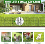 5 Panels Garden Fencing Animal Barrier with Lock, 24 in(H) X 10 Ft(L) Dog Fence Outdoor for Yard Rustproof No Dig Decorative Tall Garden Fence Metal Wire Panel Border Rabbit Ground Stakes Fencing - Image 3