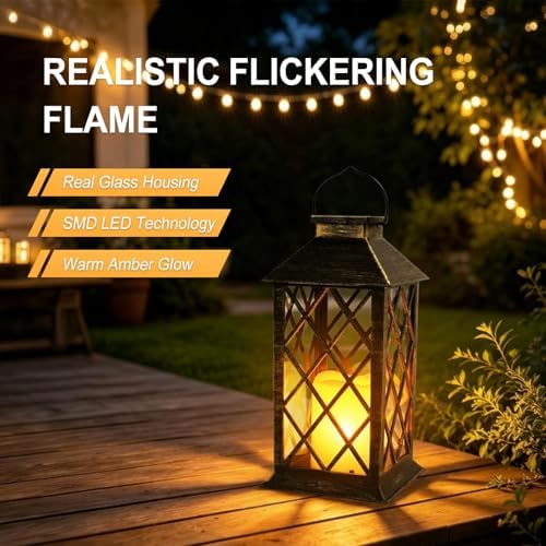 Large Solar Lanterns Outdoor Waterproof - Hanging Solar Lantern with Glass - Image 4