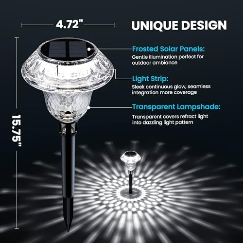 Solar Pathway Lights, Acrylic Garden Lights Outdoor Decor 8 Pack - Image 2