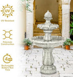 Sunnydaze 35" 2-Tier Solar Water Fountain, 4 hrs Battery Backup, White - Image 4
