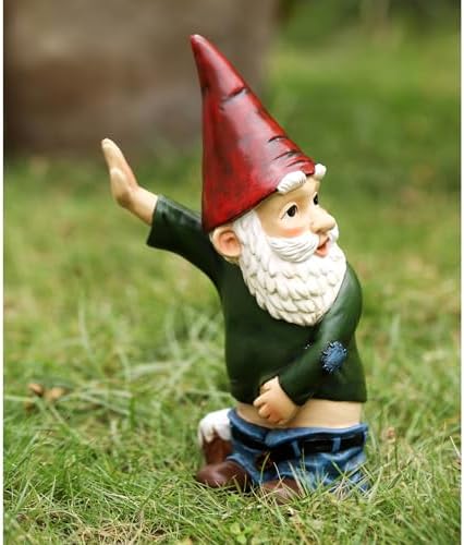 Funny Naughty Garden Gnome Statue, Indoor Outdoor Decor by WETUFIN