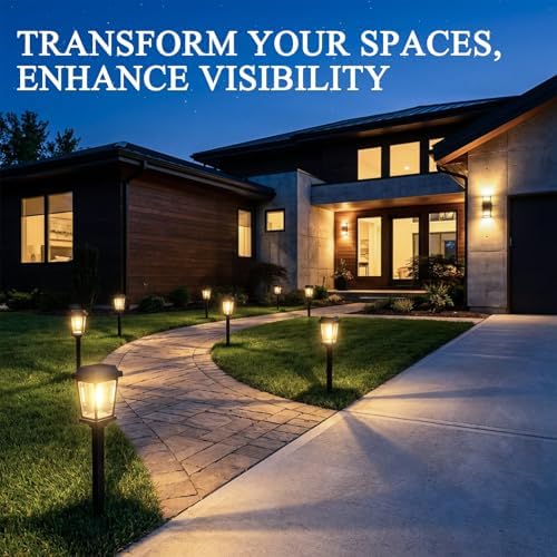 Solar Lights Outdoor, 8 Pack Solar Pathway Lights Outdoor, Waterproof Auto On/Off Garden Lights for Yard, Landscape Path, Walkway, Driveway Decor (3000K Warm White) - Image 5