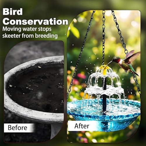 3-Tier Solar Cascade Hanging Bird Bath Fountain - Image 6
