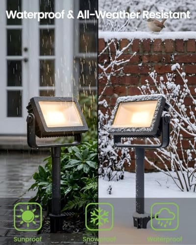 Outdoor LED Spotlight with Metal Spike 33W 3-Level Dimmable Adjustable Die-Cast Aluminum Landscape Lighting, Wet Location ETL UL CSA Qualified Safe for Garden, Yard & Tree Illumination - Image 4