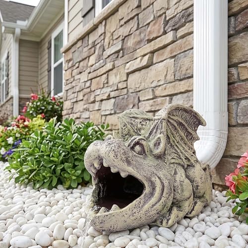 Real Gargoyle Sculpture Gutter Diverter Rain,Eco-Friendly Resin Gutter Extender Diverter,Demon Decor Gutter Extension Downspout, Splash Block, Perfect for 3"x4" Gutter Downspout Extension - Image 7