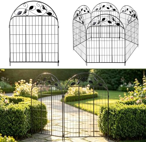 Decorative Garden Fence 32in x 22.5ft, 10 Pack Sturdy Metal Garden Border Fence, Rustproof Powder Coating, No-Dig Installation with Triangular Stakes, Flexible Design for Flower Beds, Paths, Yards by HEASONKENNEL