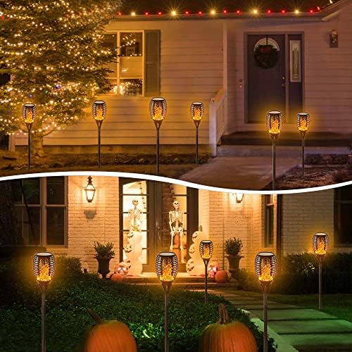 EOYIZW Solar Lights Outdoor 4 Pack, 99 LEDs Solar Torch Light with Flickering Flame- IP65 Waterproof Solar Garden Lights, Solar Powered Outdoor Lights for Porch Yard Patio Halloween Decorations - Image 2