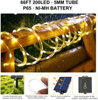 Solar Rope Lights Outdoor Waterproof, 66FT 200 LED Solar String Lights with 8 Lighting Modes,Trampoline Lights, Solar Patio Light for Garden Fence Backyard Deck Porch Pool Tree Christmas Decor - Image 3