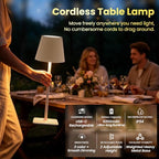 Waterproof Outdoor Rechargeable Cordless Table Lamp with Wicker Shade, Battery Operated Portable Table Light with Adjustable Height Pole, for Patio Restaurant Kitchen Dinner (White) - Image 5