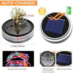 VOOKRY 12 Pack Solar Mason Jar Lights, 30 LED Mason Jar Lids Waterproof Firefly Fairy String Lights with 12 Hangers(No Jars), for Outdoor Patio Garden Yard Lawn Party Wedding Decoration - Multicolor - Image 2