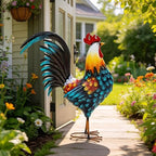 32" Large Metal Rooster Decor, Outdoor Garden Statues,Yard Art - Image 3