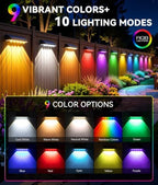 KOOPER Solar Fence Lights Outdoor Waterproof, 8 Pack Warm White & 9 Fixed Colors & Color Changing Fence Lights Solar Powered, Solar Lights Outdoor Fence for Outside Backyard Railing Patio Wall Deck - Image 3