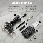 100FT Solar String Lights Outdoor, IP65 Waterproof Shatterproof Dimmable LED Bulbs, Solar & USB Powered, 20+ Hrs Long Lasting, Hanging Lights for Outside Patio, Backyard, Garden, Wedding, Party Decor - Image 5