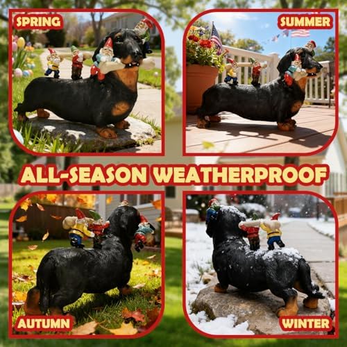 Sunthus Funny Gnomes Dachshund Garden Statue Outdoor Decor - Image 5