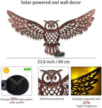 23" Metal Owl Outdoor Wall Decor with 35 Led Solar Lights - Image 3