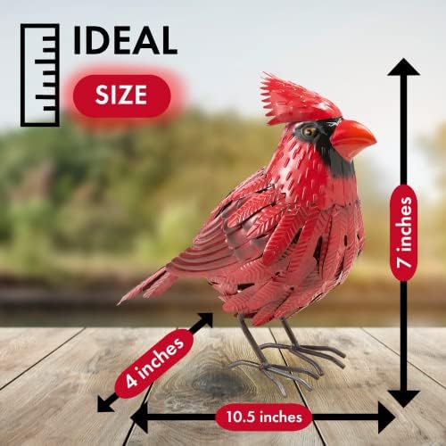 Cardinal Statue Metal Bird Yard Art, Garden Yard Sculpture Art - Red Large Realistic Standing - Christmas, Outdoor Fall, Winter, Spring, Summer Decoration - Handmade Ornament Decor Mom, Sympathy Gifts - Image 3