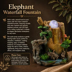 Indoor Tabletop Water Fountain with LED Light & Rolling Crystal Ball, Elephant Desktop Waterfall Fountain, Polyresin Zen Fountain for Office Desk, Living Room, Bedroom, Meditation & Home Decor - Image 3