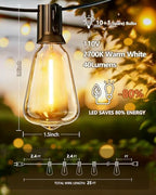 KGC 100Feet LED Outdoor String Lights, Weatherproof Heavy Duty Patio Lights - Image 2