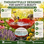 Metal Flower Garden Stakes, Mini Bird Bath and Bee Watering Station with Detachable Copper-Tone Stake, Shallow Alloy Flower Bowl for Garden Yard Patio Butterfly Puddler Decor Gift (Purple, 5 Pcs) - Image 2