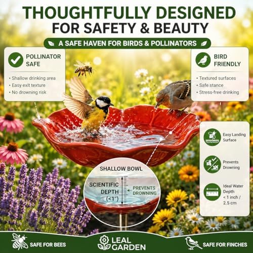 Metal Flower Garden Stakes, Mini Bird Bath and Bee Watering Station with Detachable Copper-Tone Stake, Shallow Alloy Flower Bowl for Garden Yard Patio Butterfly Puddler Decor Gift (Randomcolor, 5 Pcs) - Image 2